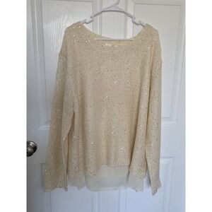 SIMPLY COUTURE Sparkle Dressy Pullover Knit Sweater Sequin Tunic Tops XXL